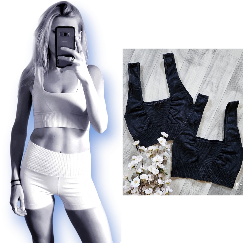 NWOT FP Movement Good Karma Square Neck Bra in Washed Black